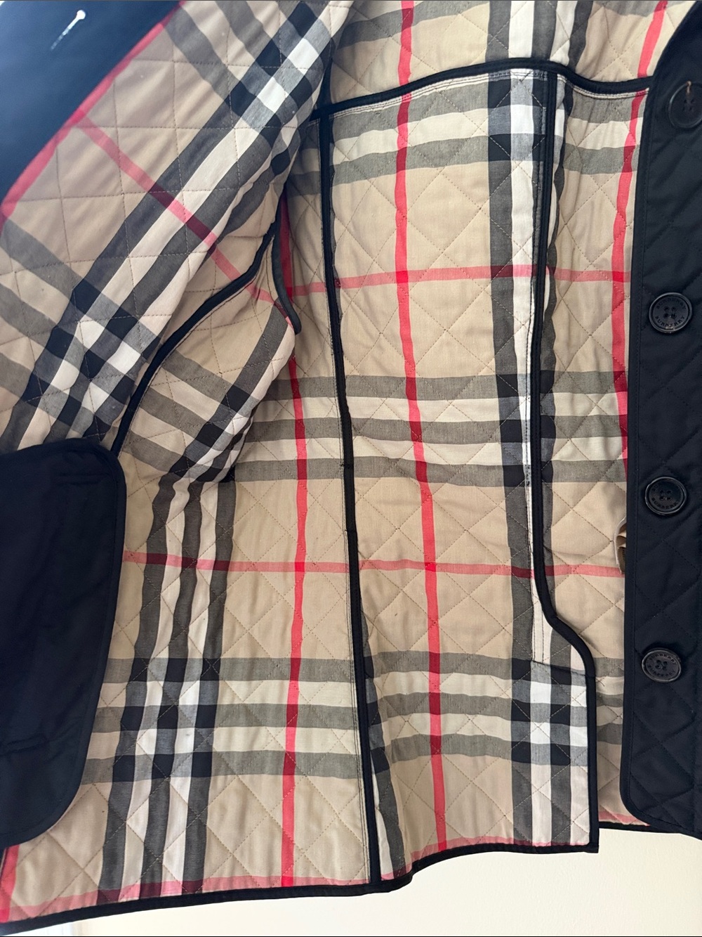 Burberry Black Quilted Trench Coat with Signature Check Lining - Picture 2 of 6